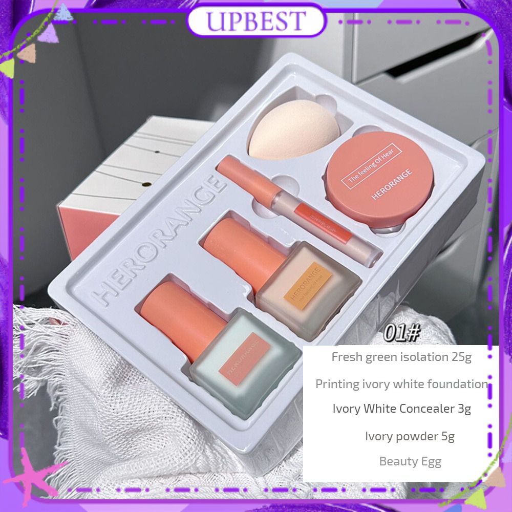 ♕ HERORANGE Bộ trang điểm cơ bản cho da sáng Hộp phấn nền che khuyết điểm cách ly Phấn phủ trọn bộ Phù hợp cho người mới bắt đầu Dưỡng ẩm Trang điểm mặt lâu trôi 2 kiểu dáng TUYỆT VỜI