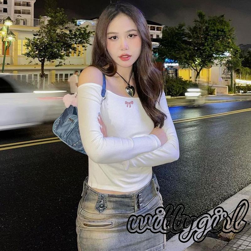 Áo Thun Tay Dài Hở Vai Dáng Ôm Thời Trang Quyến Rũ Cho Nữ