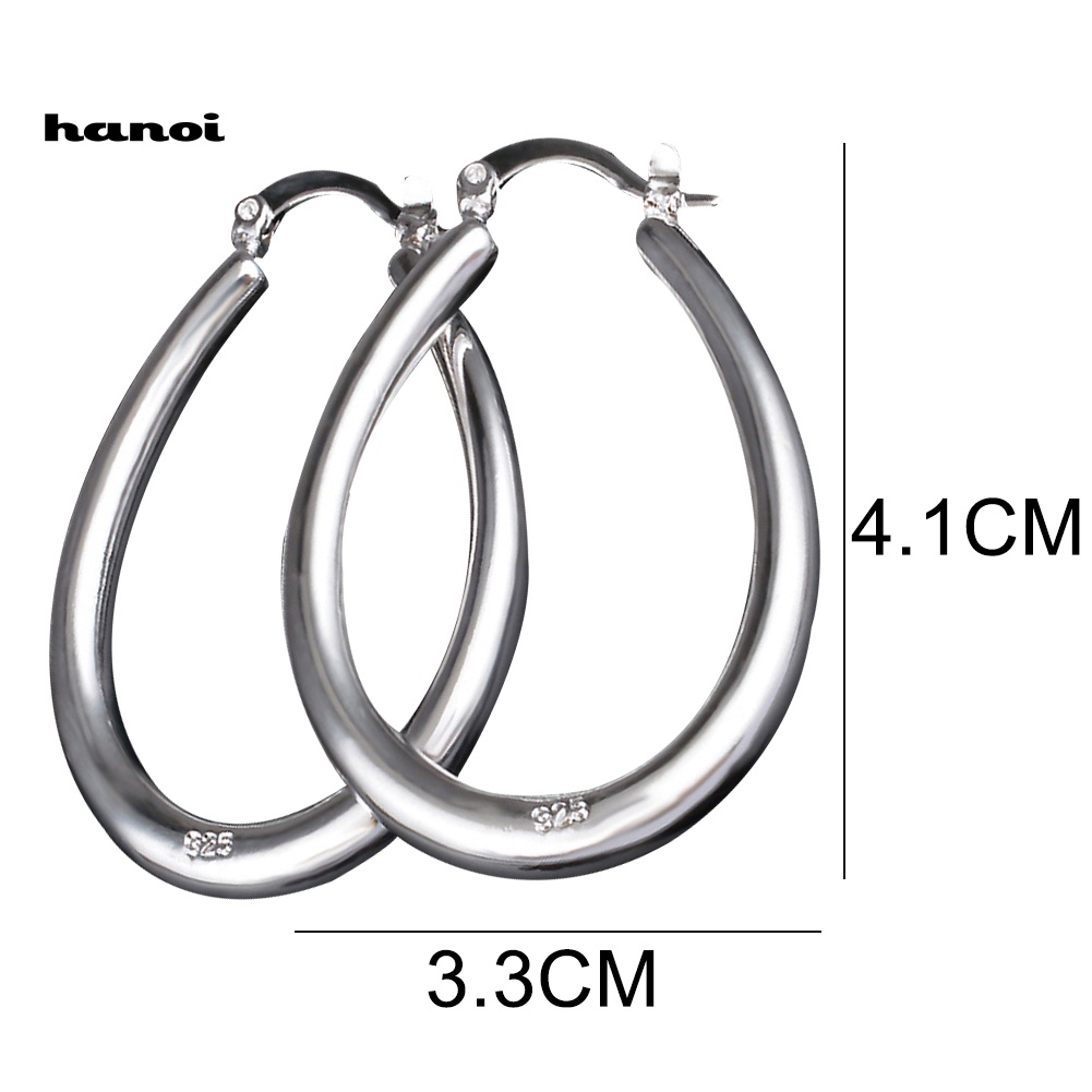 Đôi Khuyên Tai HìNh Oval Mạ BạC ThờI Trang Cho Nữ