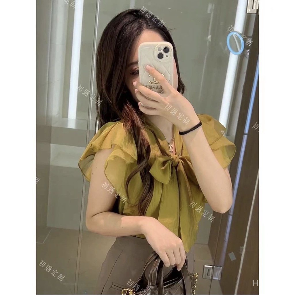 Áo Sơ Mi Tay Cánh Tiên Thắt Nơ Phong Cách Pháp Thời Trang Mùa Hè