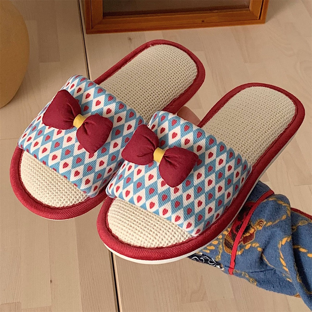 Dép Cotton Lanh Đế Mềm Đính Nơ Xinh Xắn Thời Trang Bốn Mùa HZFWS4765
