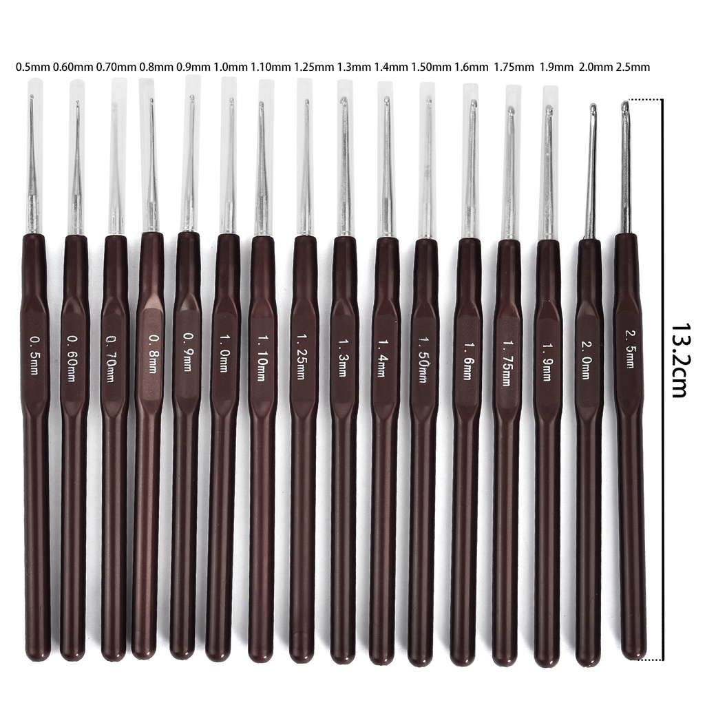 16pcs kim dệt kim ABS xử lý crochet xử lý kim đặt 0.5mm - 2.5mm sợi len đan kim dụng cụ