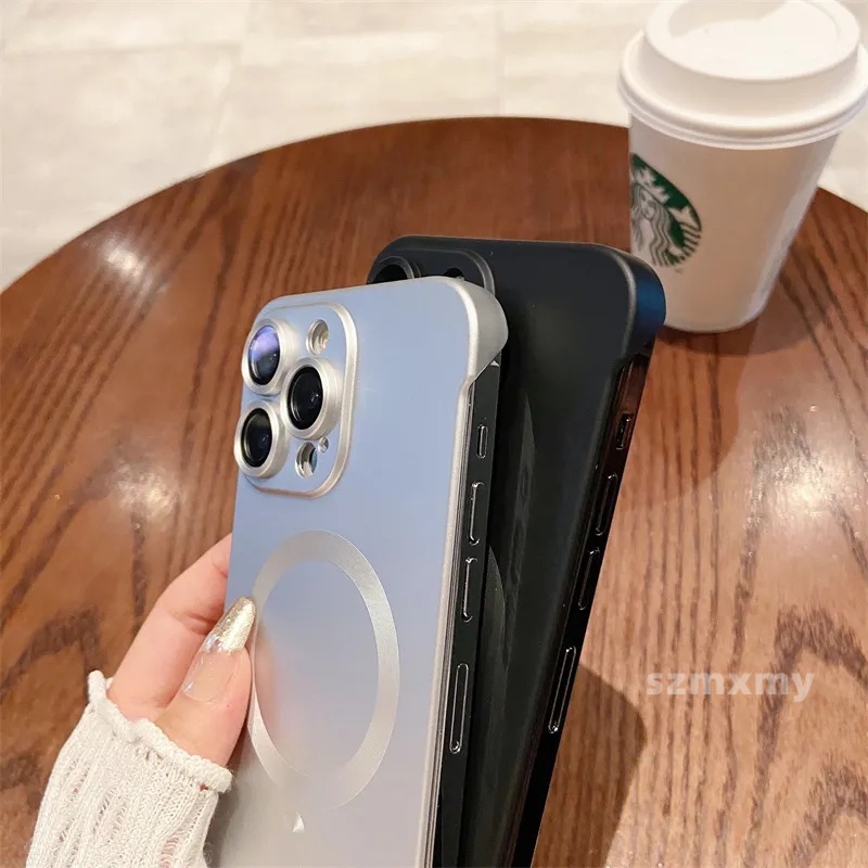 Deluxe Ốp Điện Thoại pc Cứng Mặt Nhám Từ Tính Bảo Vệ lens Cho iphone 15 14 13 12 11 pro max 15plus