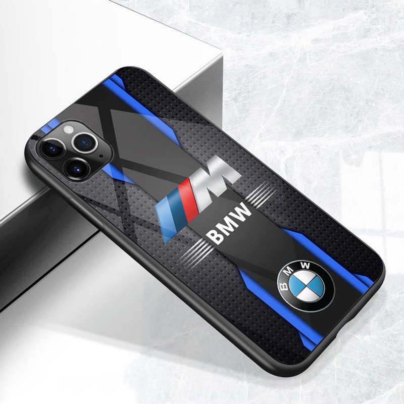 Ốp Điện Thoại Mặt Kính Họa Tiết Xe Hơi Thể Thao BMW Sang Trọng Cho iPhone 11 14 Pro Max 13 12 Mini X XS XR 6 7 8 Plus