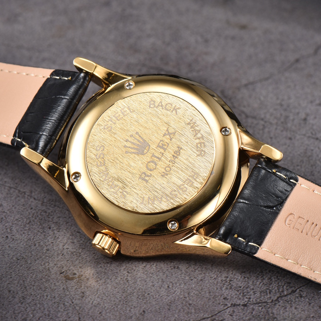 Ro * lex lịch kép logo con trỏ cá nhân hóa dát kim cương thời trang da thạch anh đồng hồ nam unisex