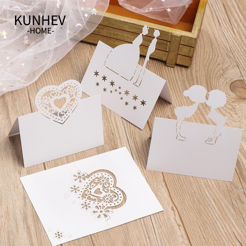 KUNHEV Set 50 Tấm Tên Bằng Ren Trắng Để Bàn Trang Trí Tiệc Cưới