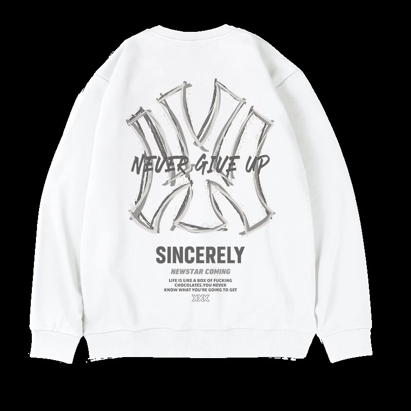 Áo sweater nam bigsize có size lớn M-8xl Áo Nỉ Dài Tay Dáng Rộng In Chữ Phong Cách Hồng Kông Thời Trang Cho Nam Và Nữ
