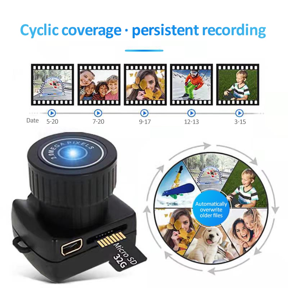 Y2000 Camera Mini Camera Wifi Không Dây 1080p Ghi Hình Ghi Âm Cao Camera     Gia Đình Qiqimall_vn