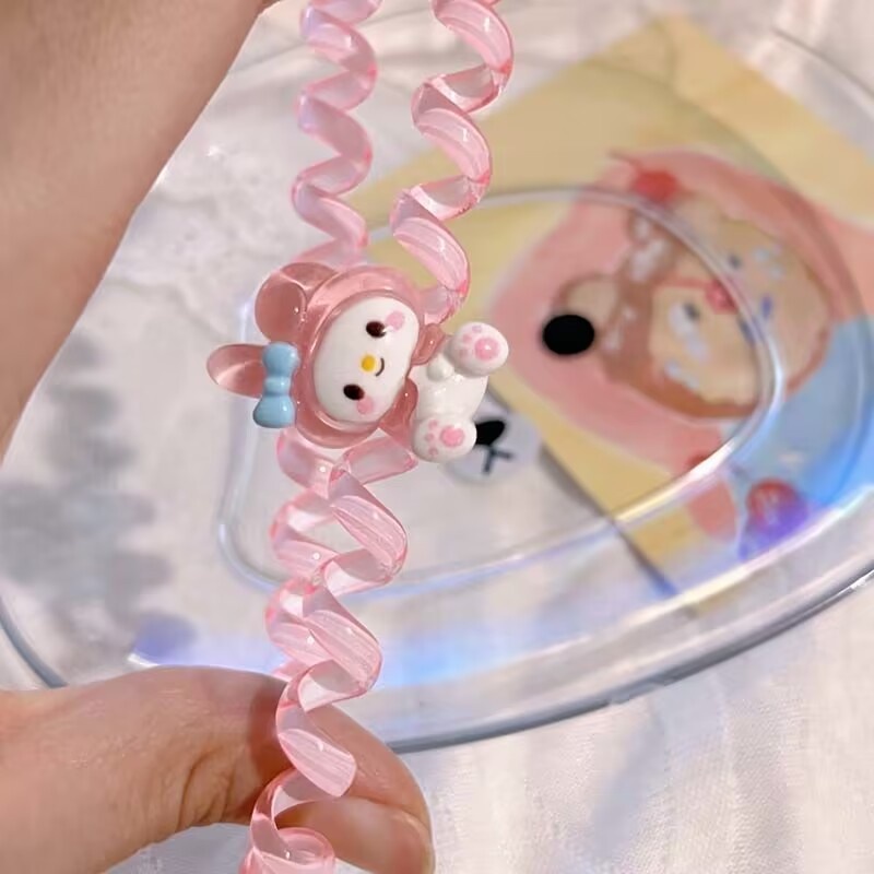 Dây Buộc Tóc Co Giãn Họa Tiết Sanrio Hoạt Hình Lấp Lánh Y2K