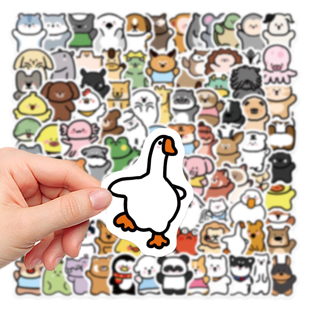 Set 100 Miếng Dán Trang Trí Mũ Bảo Hiểm Hình Động Vật Dễ Thương