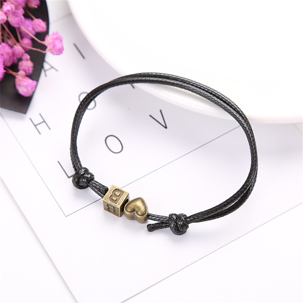 Vòng Tay Dây Da Mặt 26 Chữ Cái Thời Trang Cho Cặp Đôi