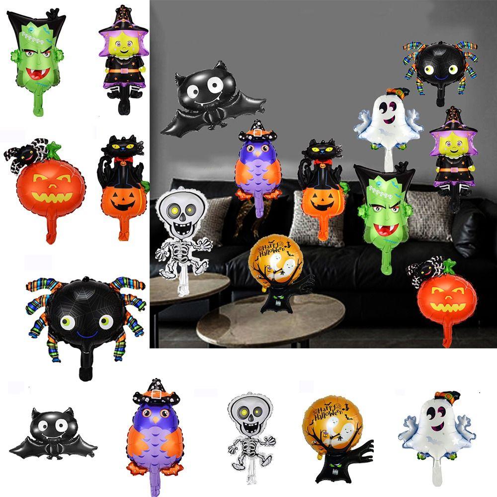 Bong Bóng Bơm Hơi Hình Đầu Lâu / Dơi / Bí Ngô / Ma Quỷ / Bí Ngô mini Bằng Màng Nhôm Trang Trí halloween