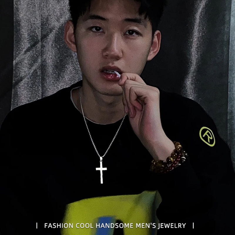 Vòng cổ Bằng Thép Không Gỉ Mặt Hình Thánh Giá Phong Cách Hip Hop Cho Nam