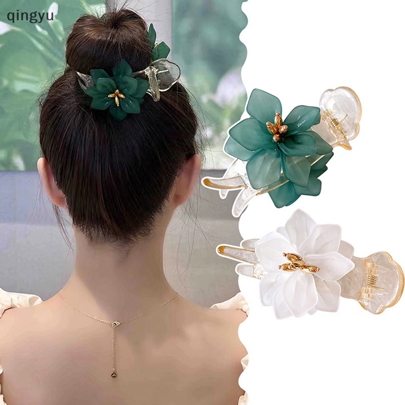 Mới nâng cao thanh lịch camellia hoa nơ kẹp tóc kẹp mùa xuân kẹp tóc phụ kiện tóc cho phụ nữ tạo kiểu đầu thịt viên tốt