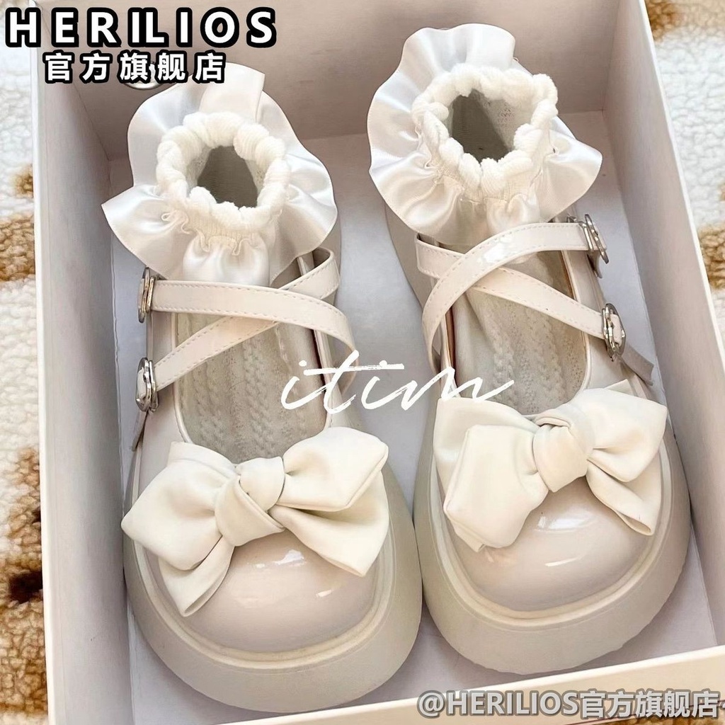 HHH Giày Mary Jane Lolita bít mũi đế cao Giày Búp Bê Đế da mềm đế êm thời trang 2023NEW Cho Nữ 080109