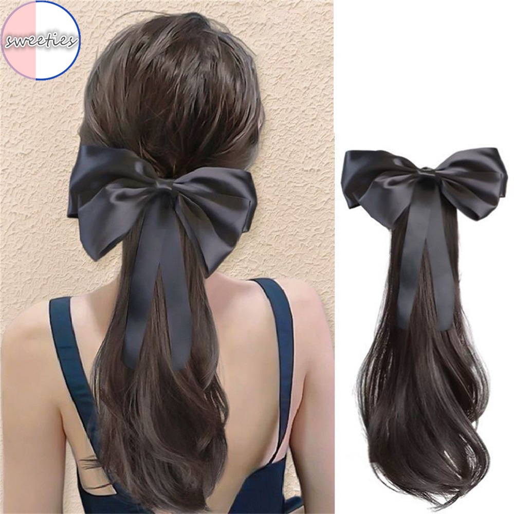Tóc Giả Thắt Nơ Ruy Băng Dài 40cm Dành Cho Nữ