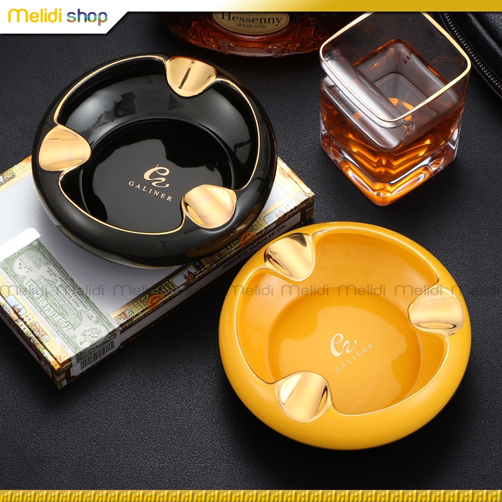 Gạt Tàn Xì Gà Bằng Sứ 3 Điếu GALINER BK3, Cỡ Lớn Sâu Lòng, Đẹp Mắt, Sang Trọng, Trang Trí Tiệc, Quà Tặng Cigar Ashtray