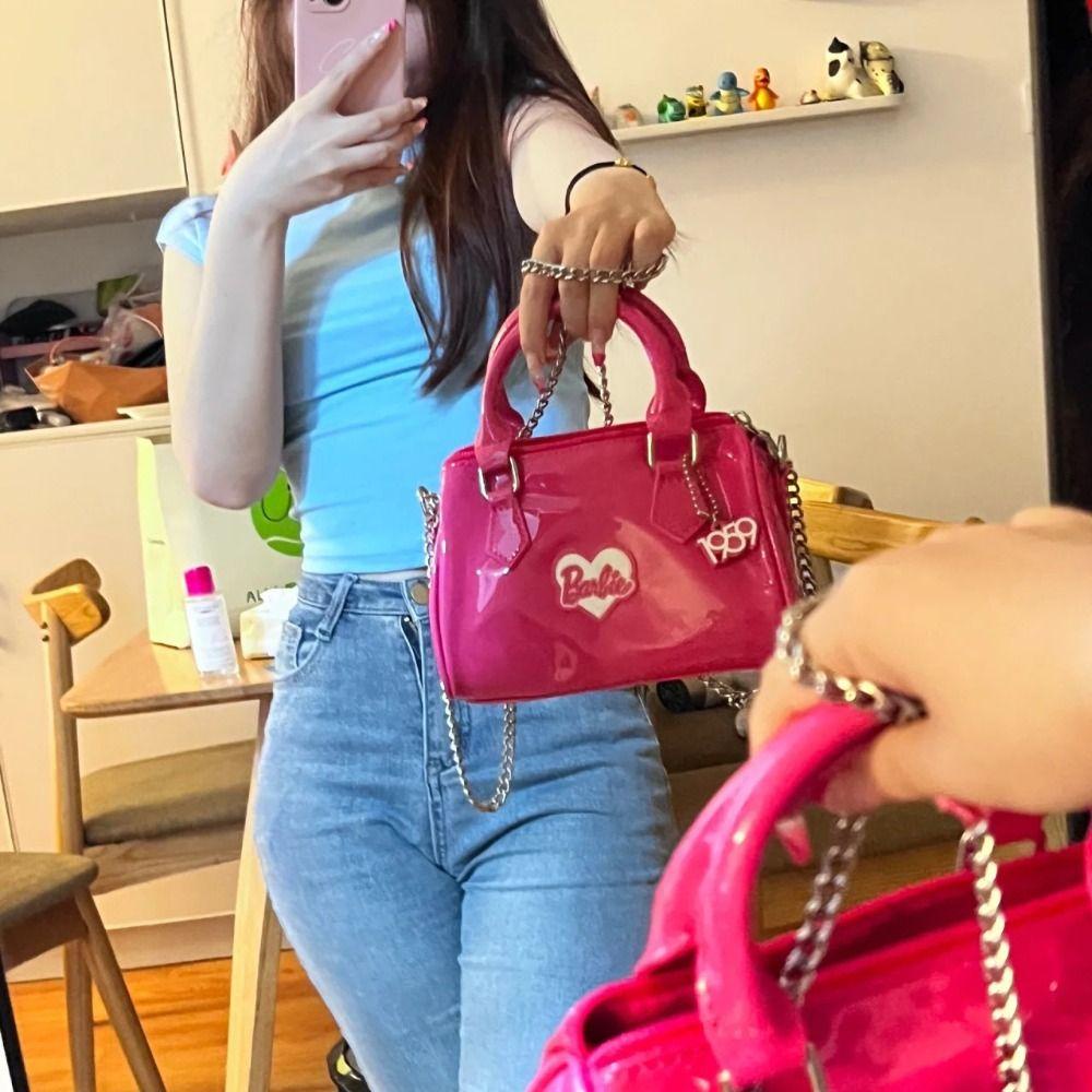 Túi đeo vai barbie shanhai, hình gối da pu, kiểu dáng hình elip kawaii du lịch dung tích lớn