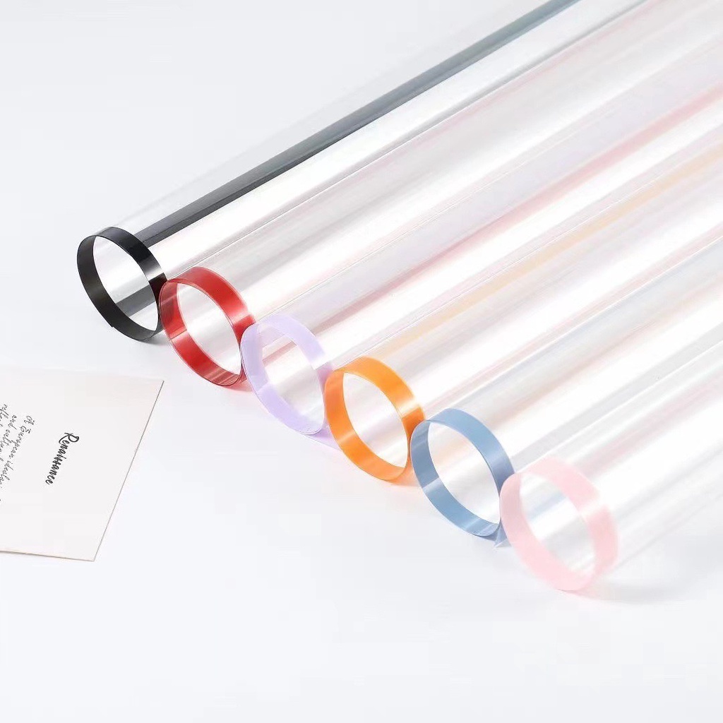 Giấy bóng kính viền màu gói hoa phong cách Hàn Quốc