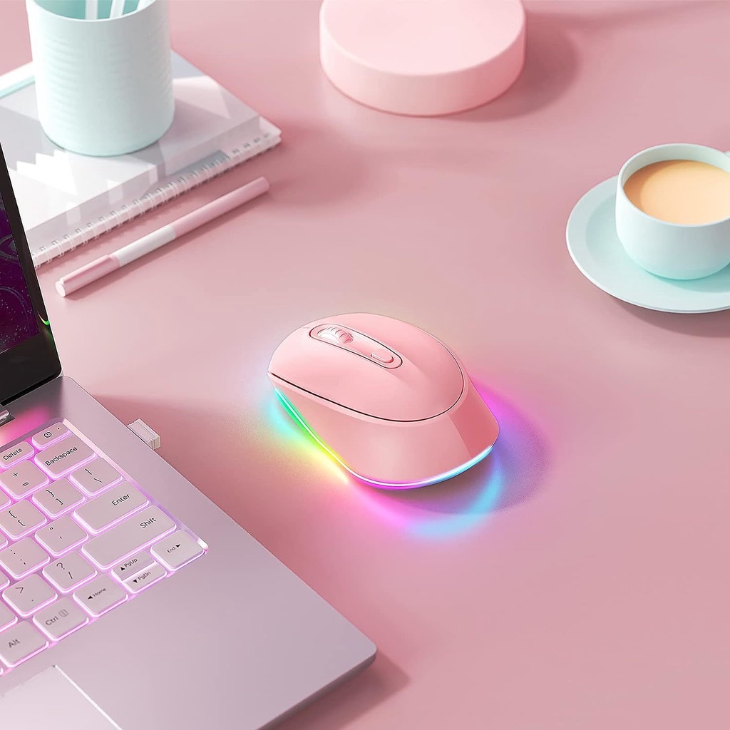 Jomaa Chuột Không Dây 2.4g Có Đèn led Màu Hồng Cho laptop / pc / chromebook / windows