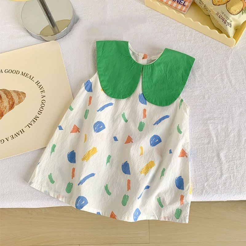 Phù Hợp Đầm Công Chúa Mùa Hè Sát Nách Bằng Vải cotton Trơn In Họa Tiết graffiti Hợp Thời Trang Cho Bé Gái 5-22kg