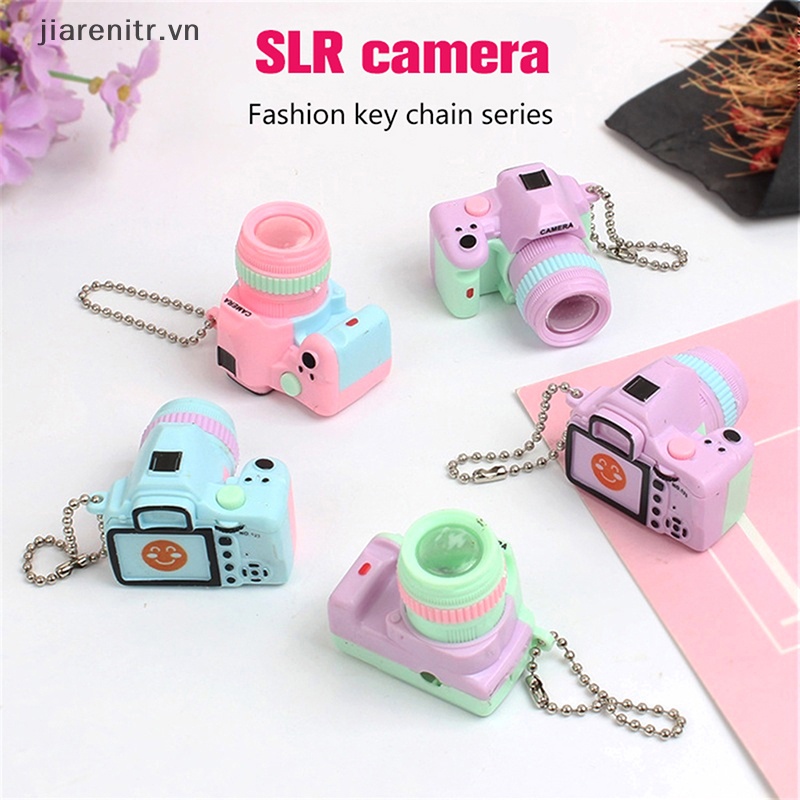 Ji 1pc máy ảnh hoạt hình móc chìa khóa xe hơi mặt dây chuyền máy ảnh cầm tay nhỏ nhà búp bê phụ kiện máy ảnh nhỏ kid gift vn