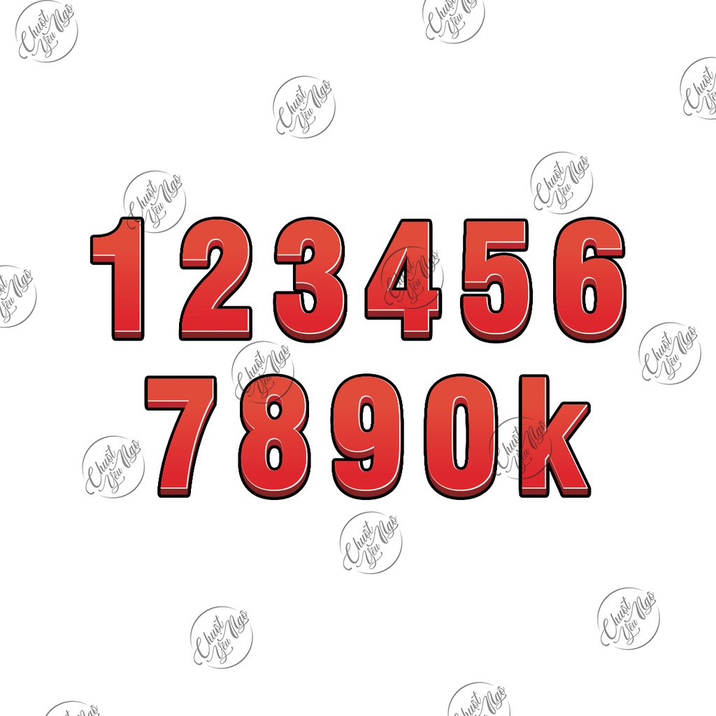 Decal giá tiền màu ĐỎ số từ 0 tới 9 ghép giá trang trí menu quán ăn số phong thứ tự chất liệu chống thấm nước