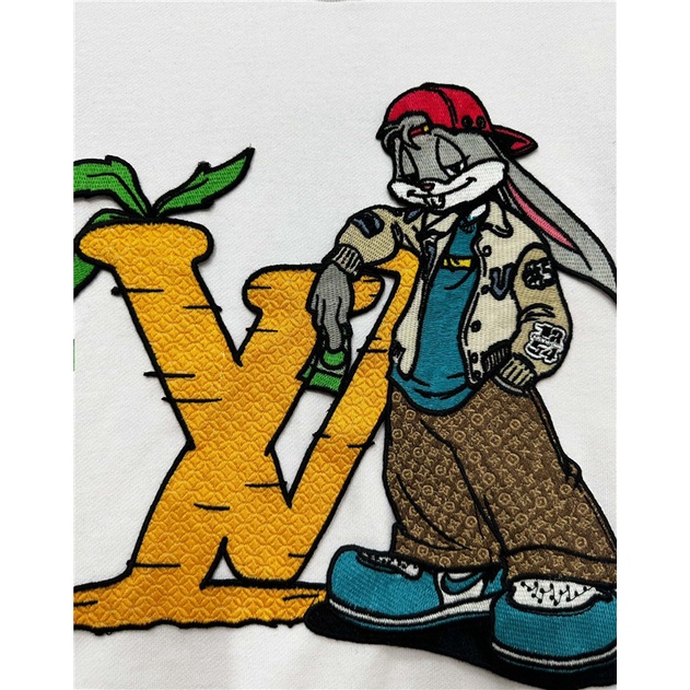 L0uis Vu1tt  Logo hoạt hình mới của nam giới áo len dài tay thêu cotton crewneck s-4xl