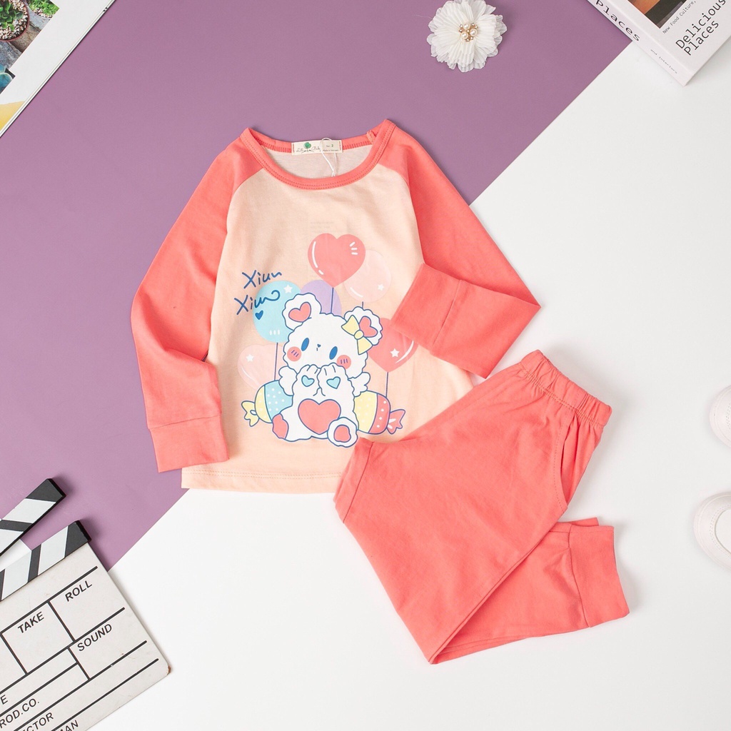 Bộ cotton dài tay LITIBABY thu đông tay phối cho bé 11kg - 30kg