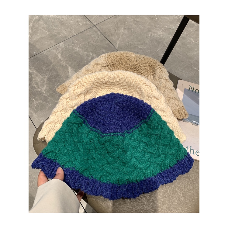 Mũ Bucket Dệt Kim Màu Sắc Tương Phản Phong Cách Hàn Quốc Thời Trang Thu Đông Cho Nữ
