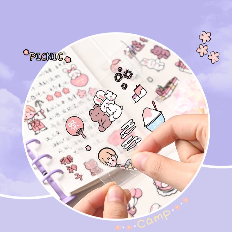 Bộ 60 Miếng Dán Bằng pvc Trong Suốt Họa Tiết Hoạt Hình Dễ Thương Chống Thấm Nước Trang Trí Điện Thoại Cho Bé diy