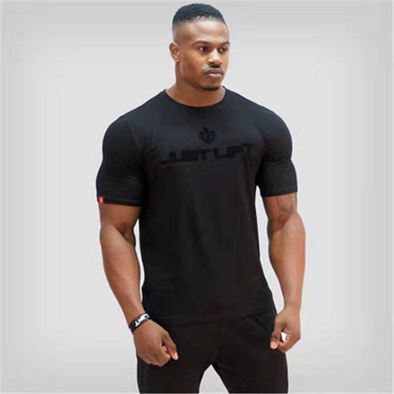 Cotton Sports T-shirt Men's Fitness Short Sleeve Large Size round Neck High Elastic Breathable Casual Top Half Sleeve New xtKZ