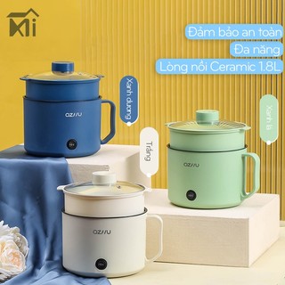 Nồi lẩu điện mini đa năng tặng kèm xửng hấp, nồi nấu mì 1.8l