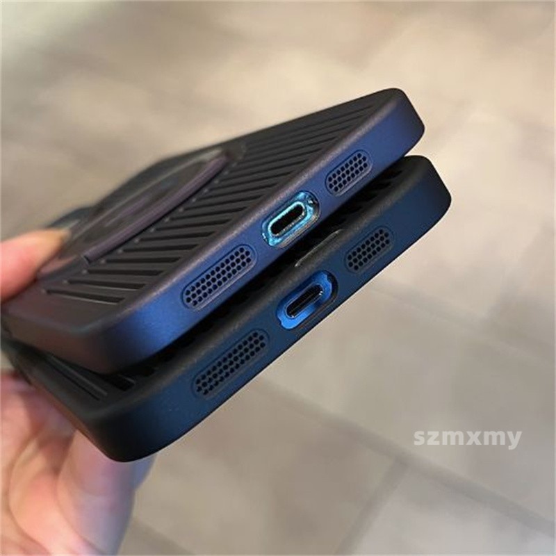 Tản nhiệt vòng từ tính tích hợp chân đế vỏ điện thoại iphone 15 13 12 pro max 15plus rỗng thoáng khí chống rơi bảo vệ vỏ cứng