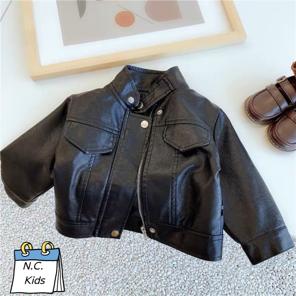 SIZE ĐẠI 9-28KG: ÁO KHOÁC DA CỔ TRỤ SÀNH ĐIỆU CHO BÉ TRAI - AKD23