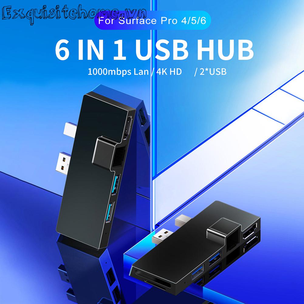 Đối với surface pro 4/5/6 docking station 6 trong 1 hub với hdmi tương thích rj45