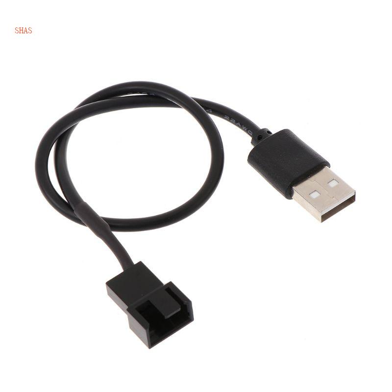 Shas pwm fan 5v usb 2 0 a male to 3 4-pin pc fan power adapter cáp kết nối 22awg 1 đến 1 cách 32cm