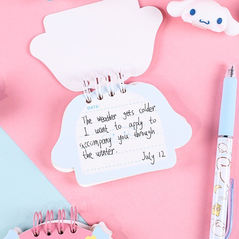Kawaii sanrio coil notebook shaped small coil notebook kids kuromi cinnamoroll my melody office phụ kiện