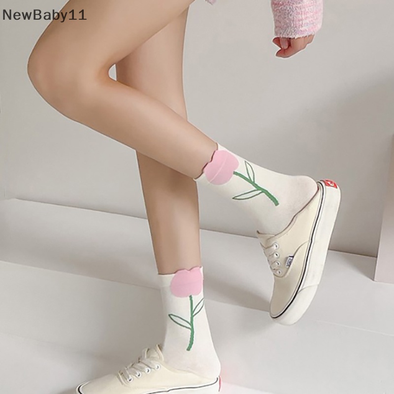 Newbaby 1 đôi tất cho nữ phim hoạt hình dễ thương ống giữa phụ nữ vớ bắp chân thoáng khí.