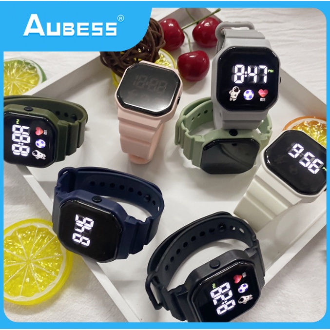 Aubess Cod Dây đeo Silicon Chống Thấm Nước đa Chức Năng Thời Trang Đồng Hồ điện Tử Có đèn LED Cho Nam Và Nữ