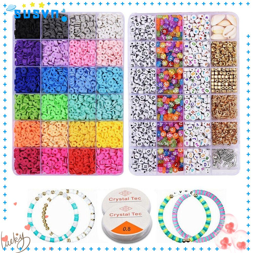 Susvn polymer clay, diy craft kit jump rings spacer beads, fashion bracelet phụ kiện vòng cổ mặt dây chuyền trang sức làm bộ vòng tay hạt đất sét