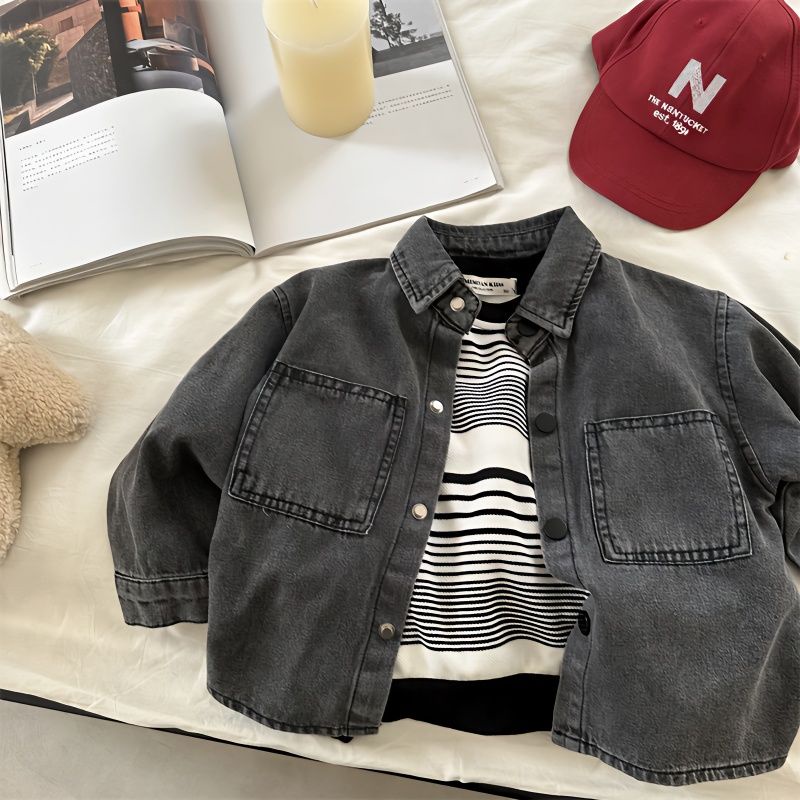 Hàng Mới Về Áo Sơ Mi denim Phong Cách Hàn Quốc Dành Cho Bé Trai