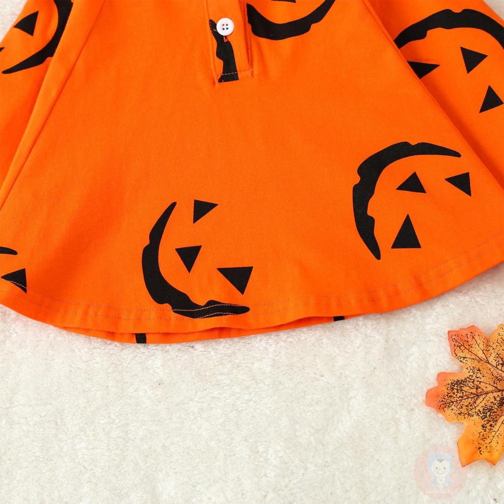 Áo Choàng Liền Quần laa6-Trong-Một In Hình Bí Ngô halloween Cho Bé