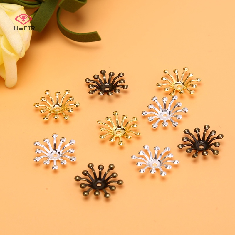 Hwetr 50 cái vintage filigree flower wraps connectors kim loại thủ công mỹ nghệ handmade diy trang sức mới