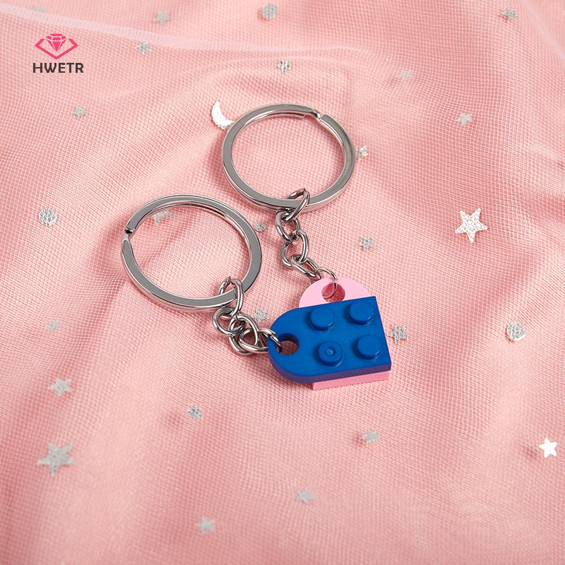 2 Móc khóa HWETR kiểu trái tim xếp hình dễ thương