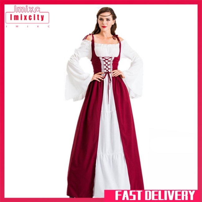 Imixcity 88% polyester 12% spandex trang phục âu mỹ trang phục tòa án thời trung cổ phục hưng retro dress halloween
