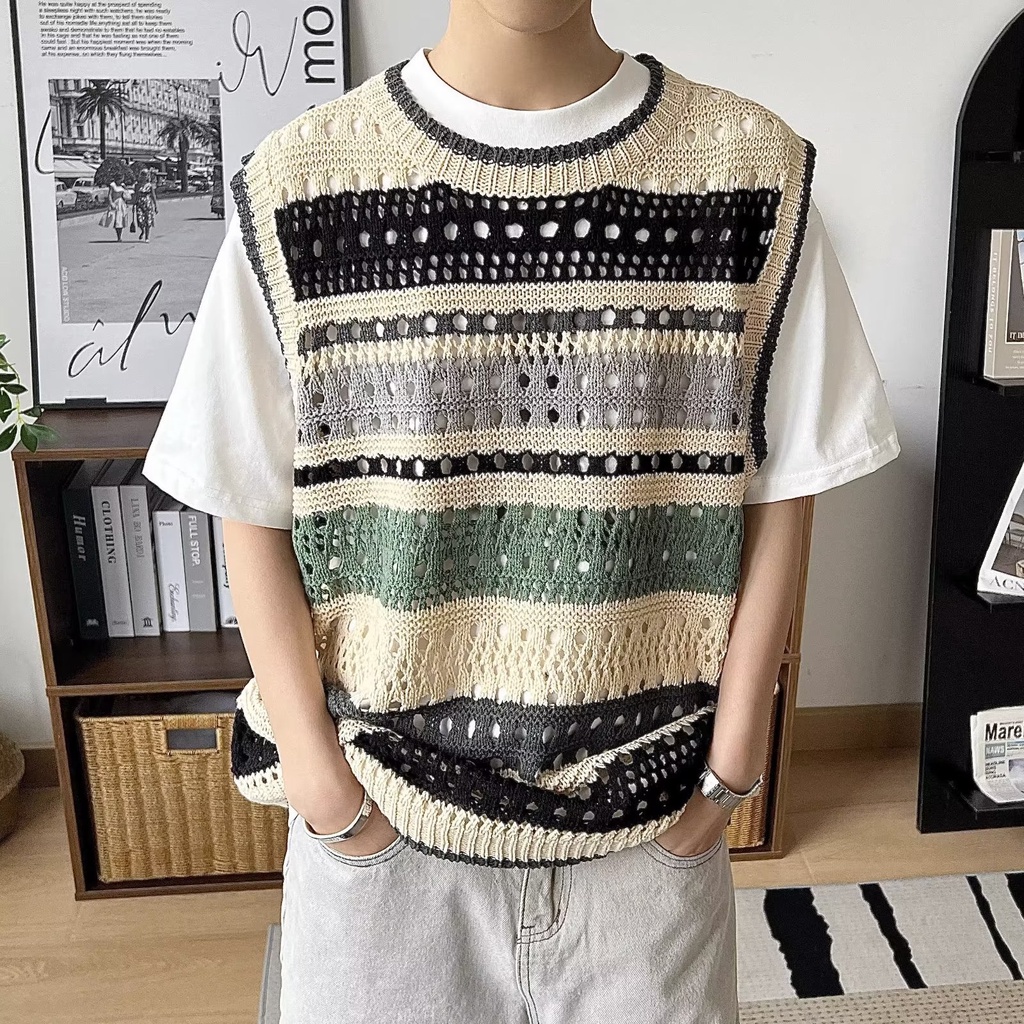 Áo Len Không Tay Phong Cách Hàn Quốc Trẻ Trung Dành Cho Nam