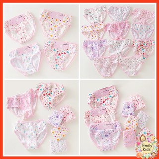 Ready stock 1-12yrs kids panty 3 cái / hộp cotton breathable briefs dễ thương floral love pattern skin-friendly soft underwear for girls