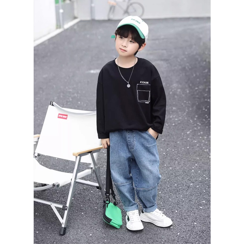 Bé trai t-shirt dài tay áo sơ mi trẻ em mới đáy áo sơ mi cotton tops trung và lớn quần áo trẻ em bé trai quần áo mùa thu