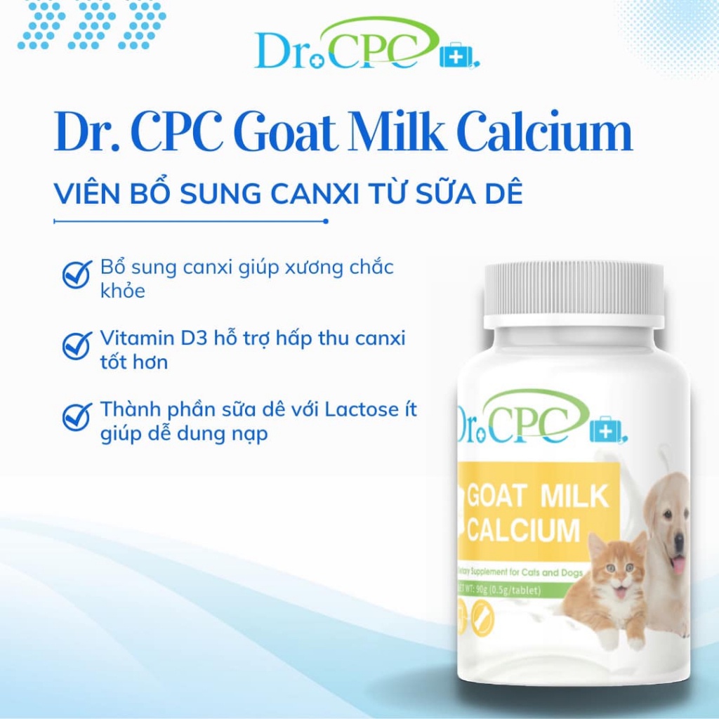 Viên uống Canxi cho chó mèo DR.CPC chiết xuất sữa dễ thơm ngon béo ngậy  - 1 viên lẻ